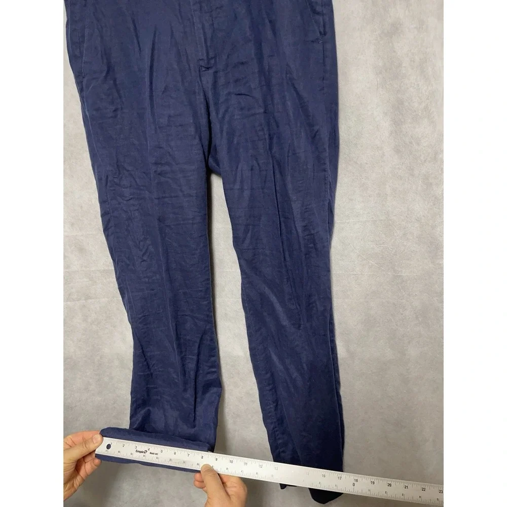 Ralph Lauren Pants Men 35x32 Blue Linen Black Label Hopsack Casual Academia Luxe